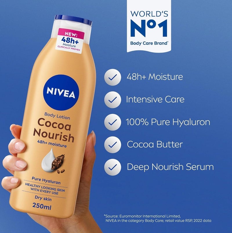 Nivea Body Lotion Cocoa Nourish With Pure Hyaluron Pack of 3 - Image 2